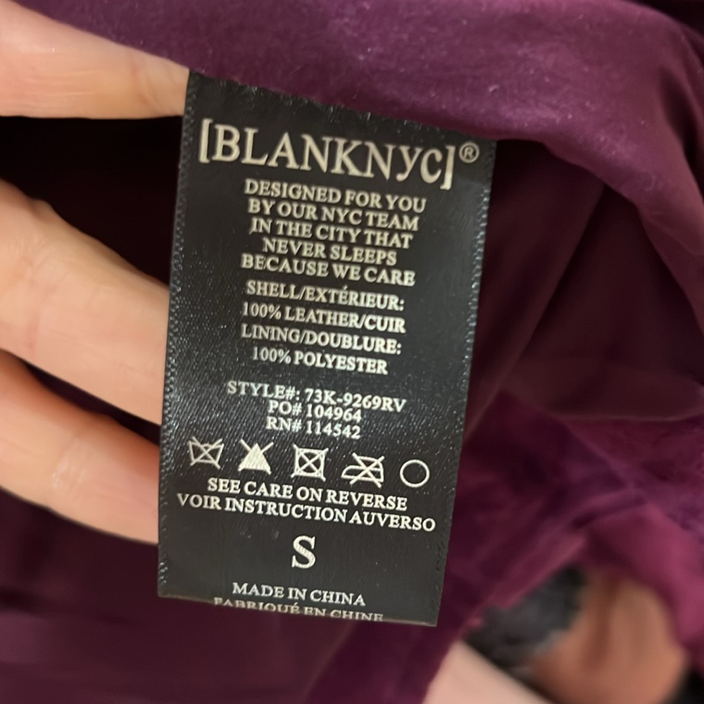 BLANKNYC Small suede biker jacket in a stunning purple/ magenta color. - Picture 7 of 9